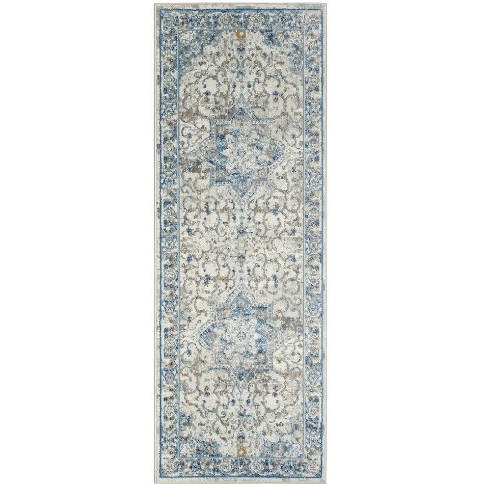 Frances Medallion Woven Area Rug - Blue - 3x8' Runner