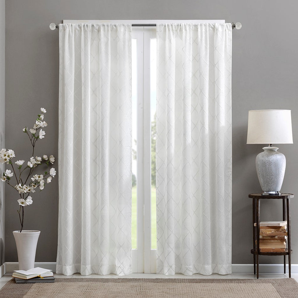 Irina Diamond Sheer Window Curtain - White - 50x95"