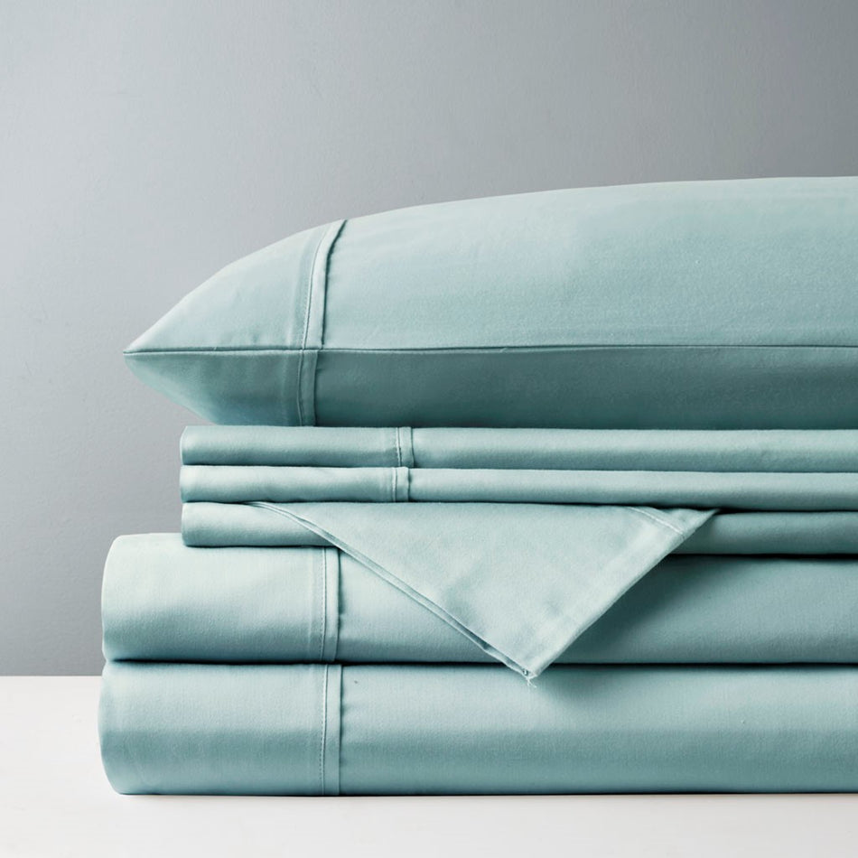 800 Thread Count Cotton Blend Sateen Sheet Set - Aqua - Cal King Size