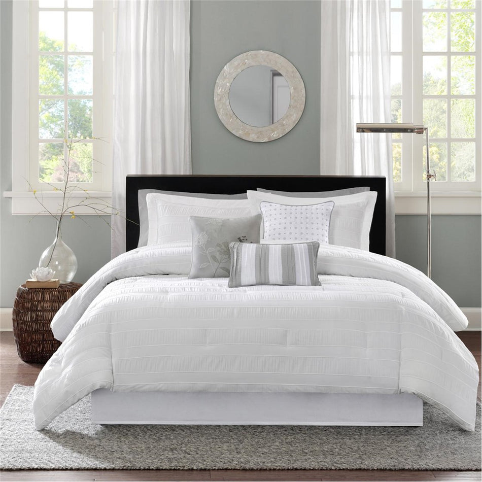 Hampton 7 Piece Comforter Set - White - King Size