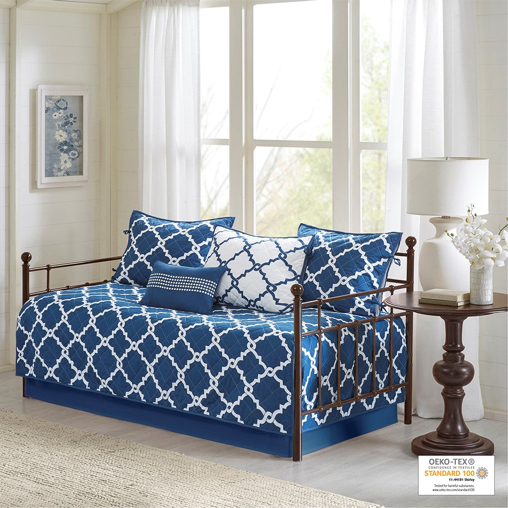 Madison Park Essentials Merritt 6 Piece Reversible Daybed Set - Navy - Daybed Size - 39" x 75"
