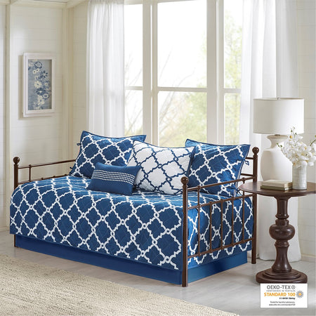 Madison Park Essentials Merritt 6 Piece Reversible Daybed Set - Navy - Daybed Size - 39" x 75"
