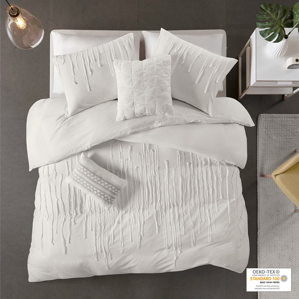 Urban Habitat Paloma Cotton Duvet Cover Set - Ivory - Twin Size / Twin XL Size