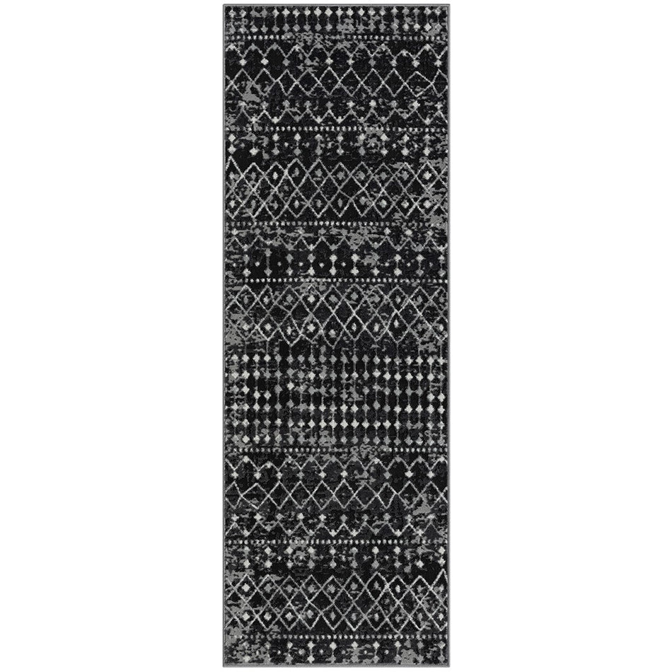 Hannah Moroccan Global Woven Area Rug - Charcoal - 3x8' Runner