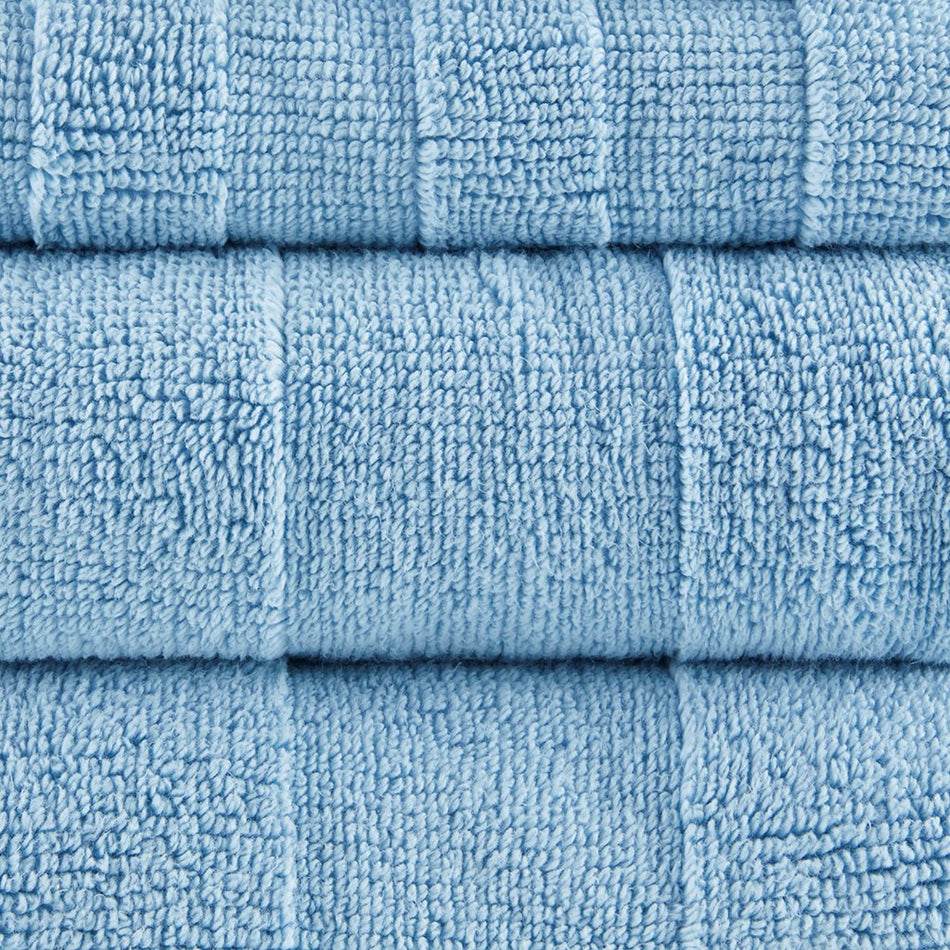 Parker Textured Solid Stripe 600GSM Cotton Antimicrobial Bath Towel 6PC Set - Blue