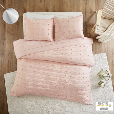 Urban Habitat Brooklyn Cotton Jacquard Coverlet Set - Pink - King Size / Cal King Size