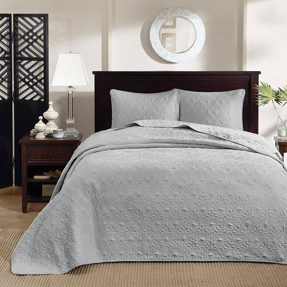 Quebec Reversible Bedspread Set - Grey - Queen Size