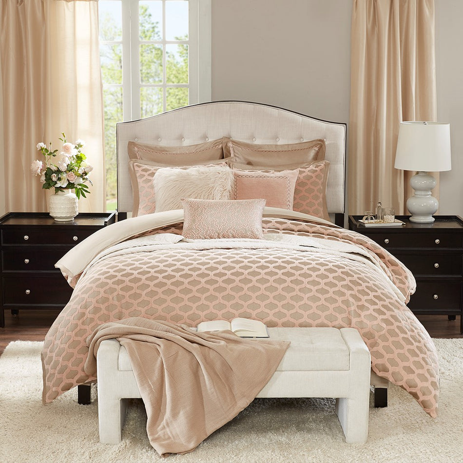 Romance 9 Piece Comforter Set - Pink - King Size