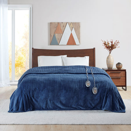 Beautyrest Heated Microlight to Berber Blanket - Indigo - Full Size