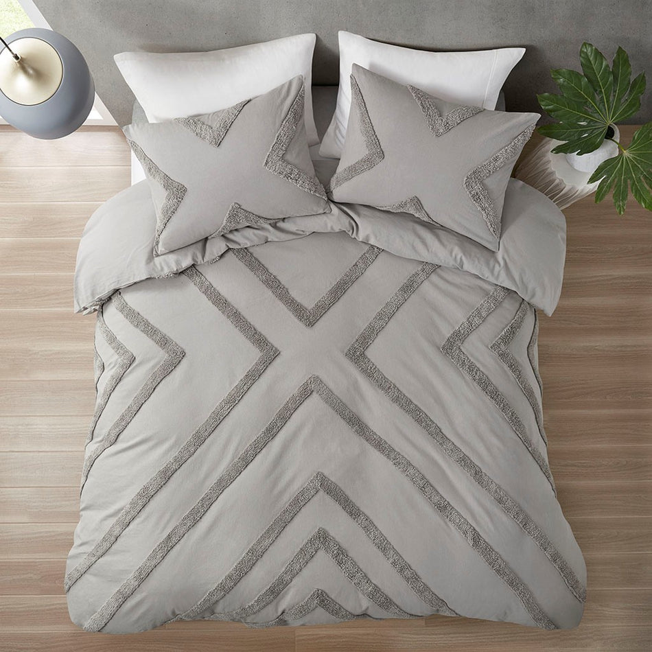 Beck Cotton Chenille Comforter Set - Grey - King Size / Cal King Size