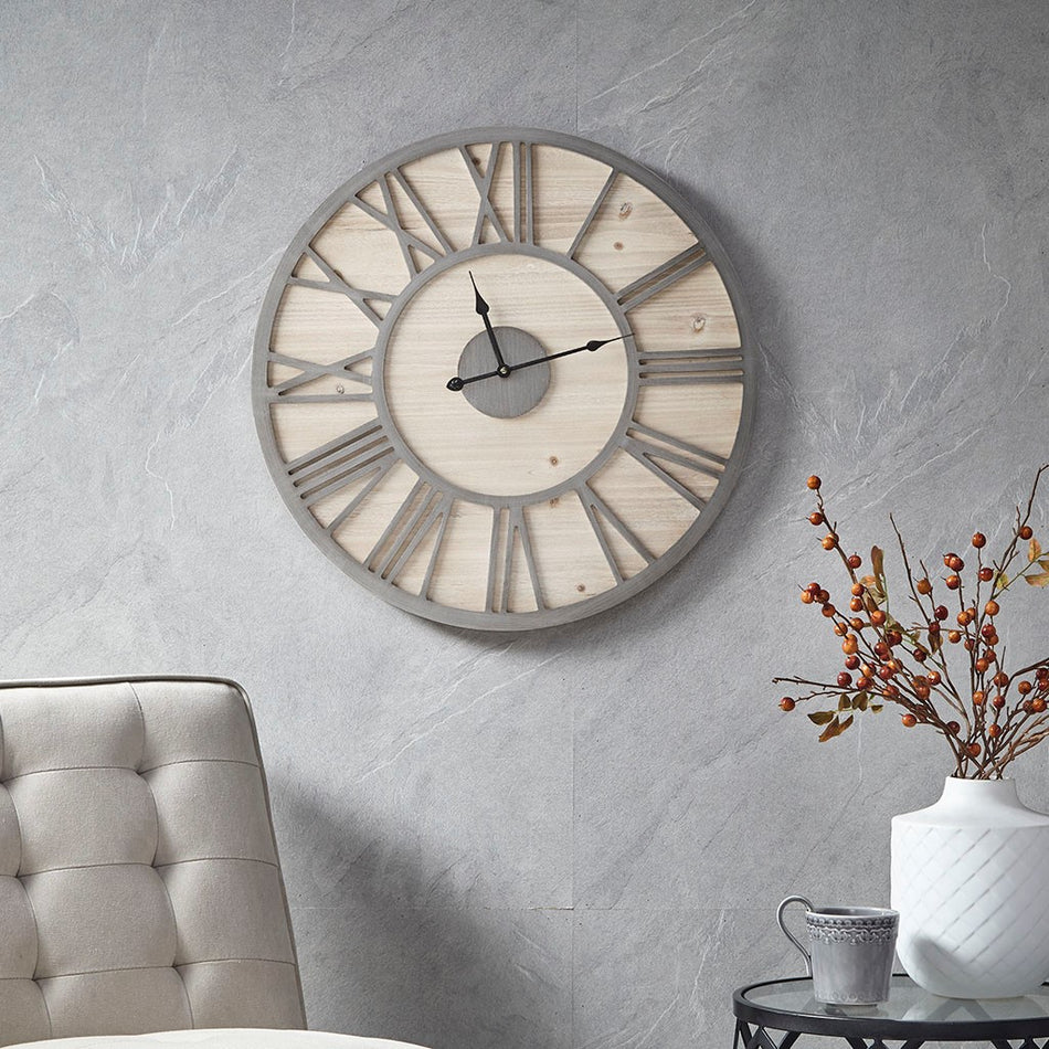Madison Park Mason Wall Clock - Natural / Grey 