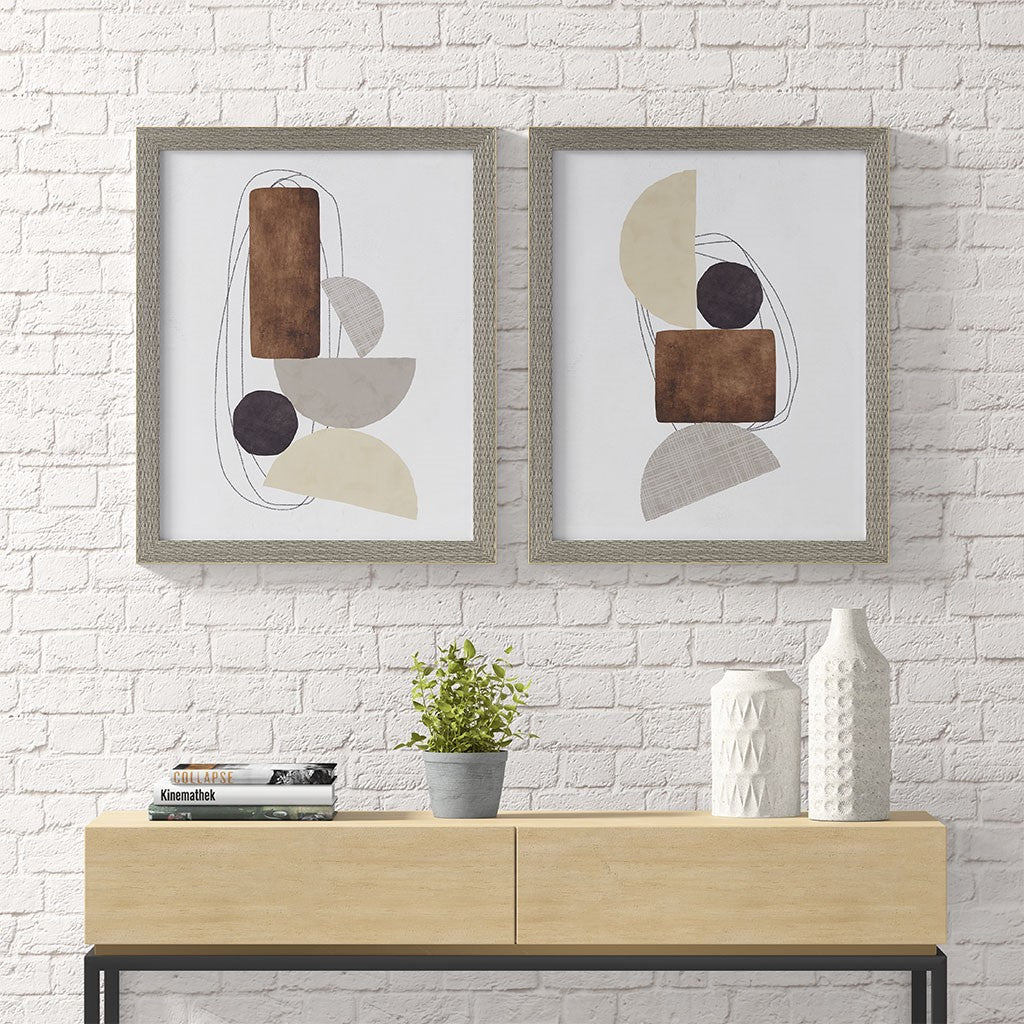 INK+IVY Cashel Abstract Two Tone Neutral Framed Graphic 2 Piece Set - Neutral 