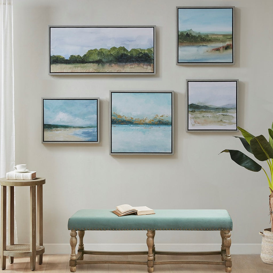 Martha Stewart Vista Framed Embellished Canvas Gallery 5 Piece Set - Multicolor 