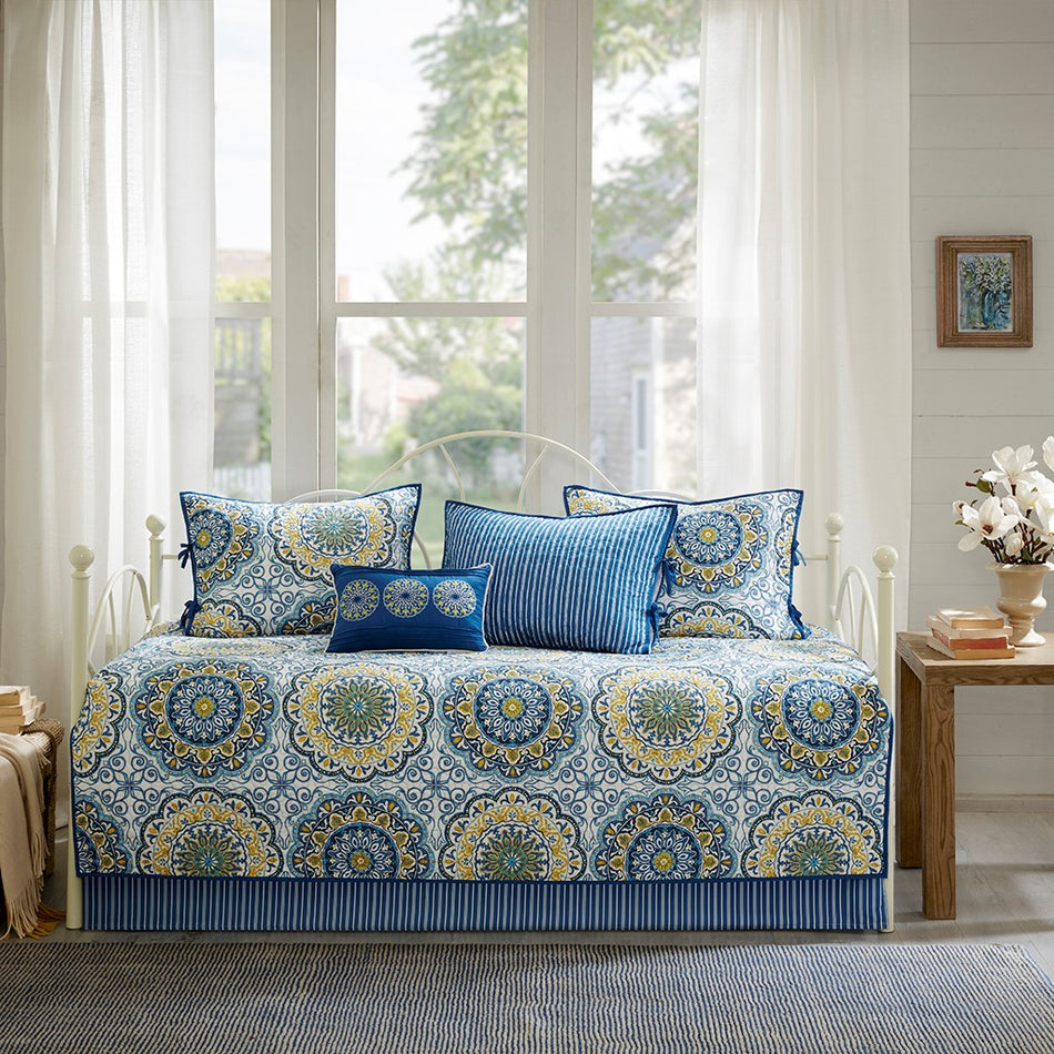 Tangiers 6 Piece Reversible Daybed Cover Set - Blue - Daybed Size - 39" x 75"