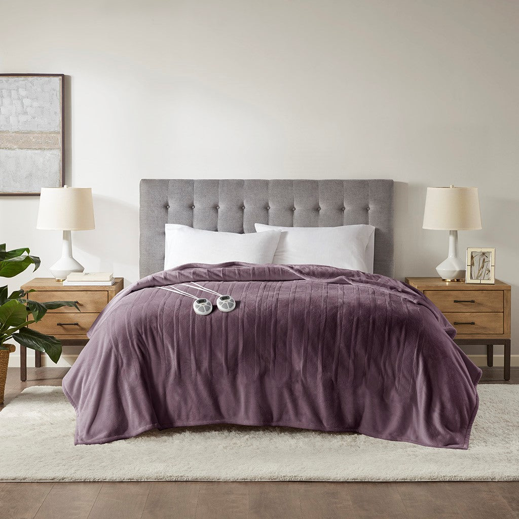 Serta Plush Heated Blanket - Purple - Twin Size