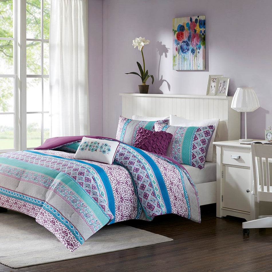 Joni Comforter Set - Purple - Twin Size / Twin XL Size