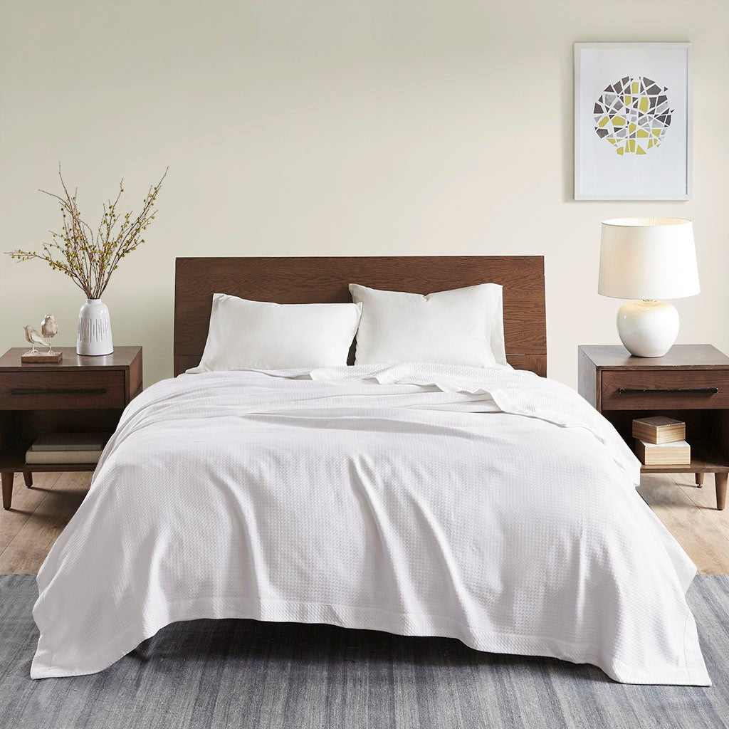 Madison Park Egyptian Cotton Blanket - White - Full Size / Queen Size