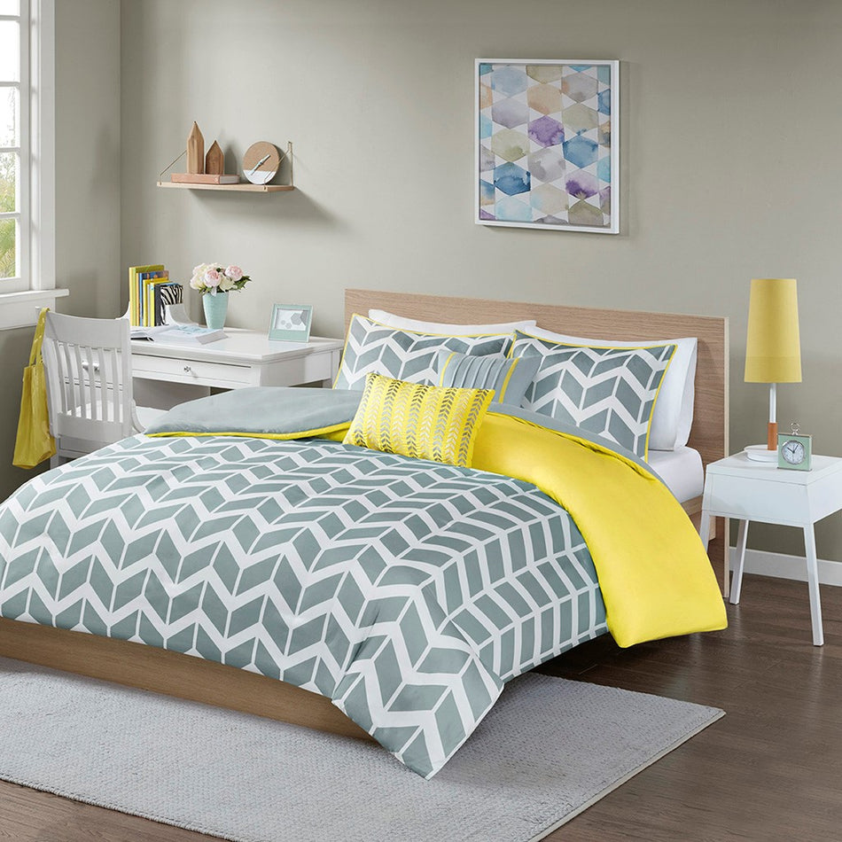 Nadia Duvet Cover Set - Yellow - Full Size / Queen Size