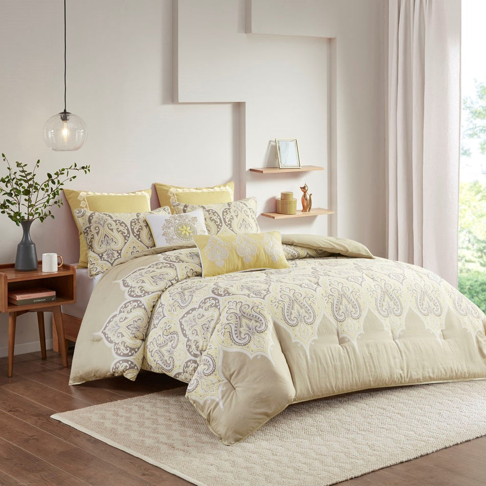 Nisha Comforter Set - Yellow - Full Size / Queen Size