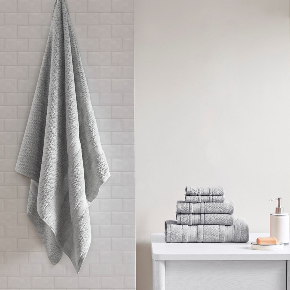Adrien Super Soft Cotton Quick Dry Bath Towel 6 Piece Set - Silver