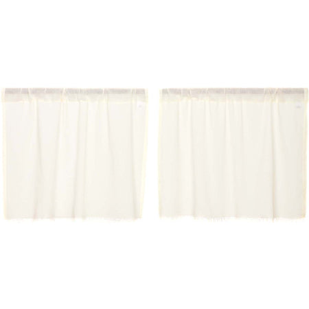 April & Olive Tobacco Cloth Antique White Tier Fringed Set of 2 L24xW36 By VHC Brands