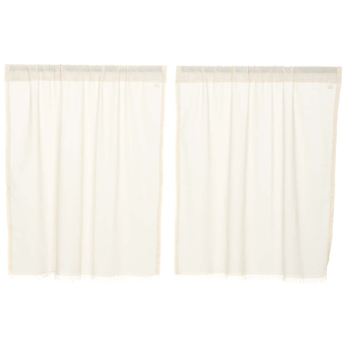 April & Olive Tobacco Cloth Antique White Tier Fringed Set of 2 L36xW36 By VHC Brands
