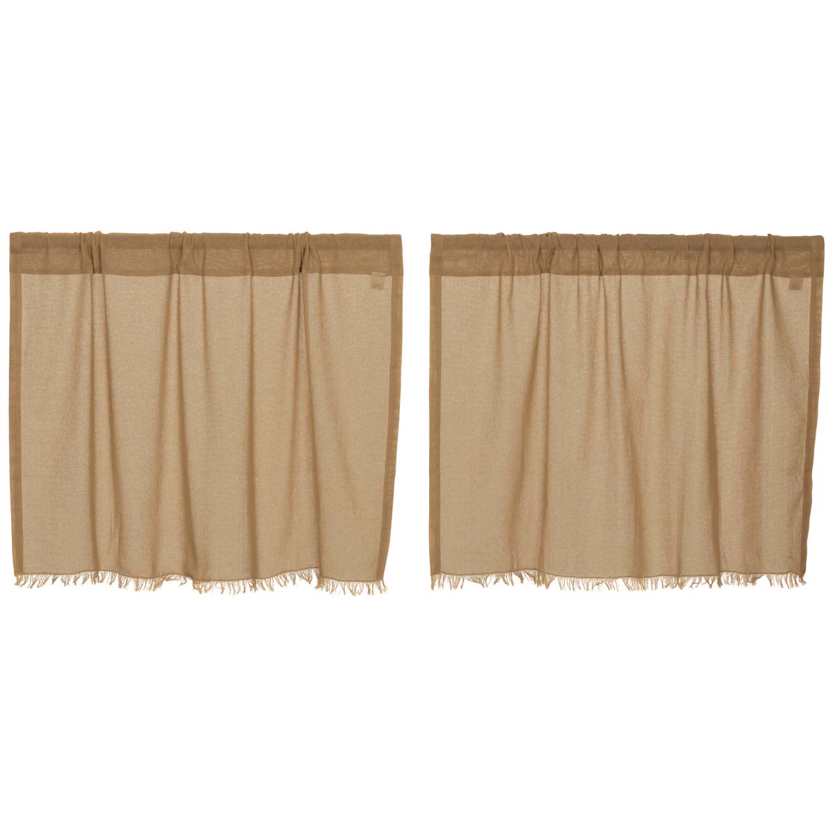 April & Olive Tobacco Cloth Khaki Tier Fringed Set of 2 L24xW36 By VHC Brands