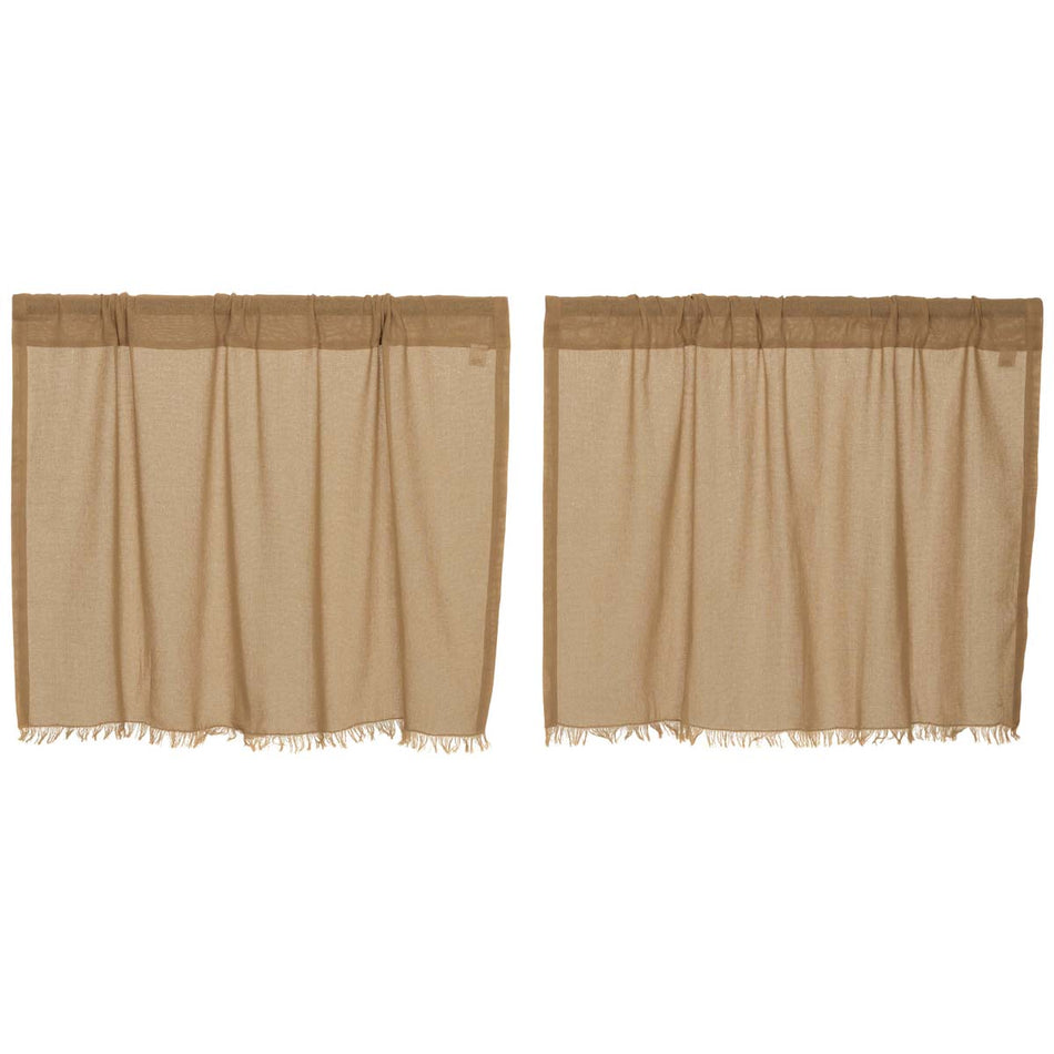 April & Olive Tobacco Cloth Khaki Tier Fringed Set of 2 L24xW36 By VHC Brands