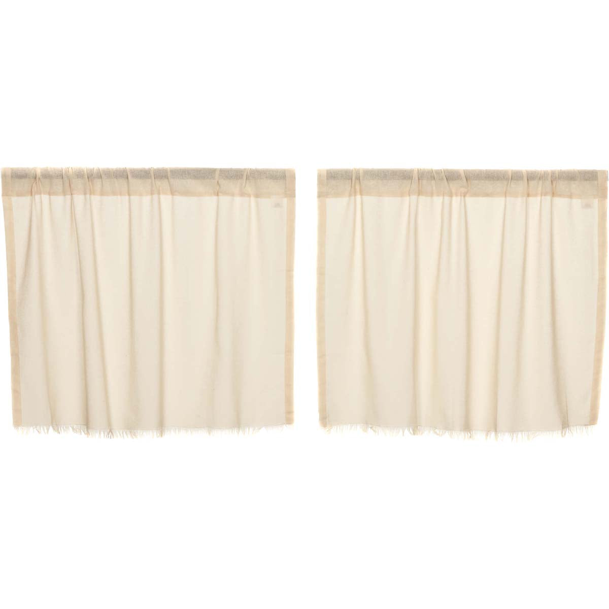 April & Olive Tobacco Cloth Natural Tier Fringed Set of 2 L24xW36 By VHC Brands