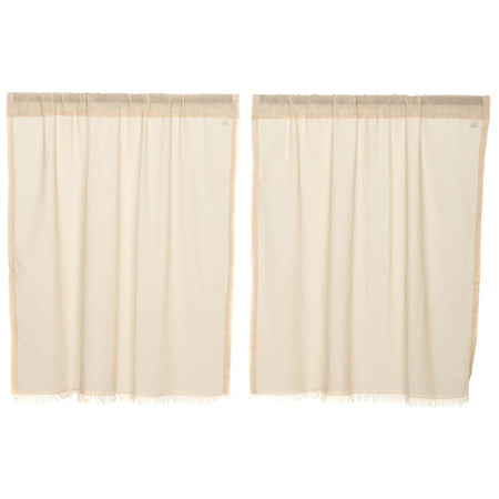 April & Olive Tobacco Cloth Natural Tier Fringed Set of 2 L36xW36 By VHC Brands