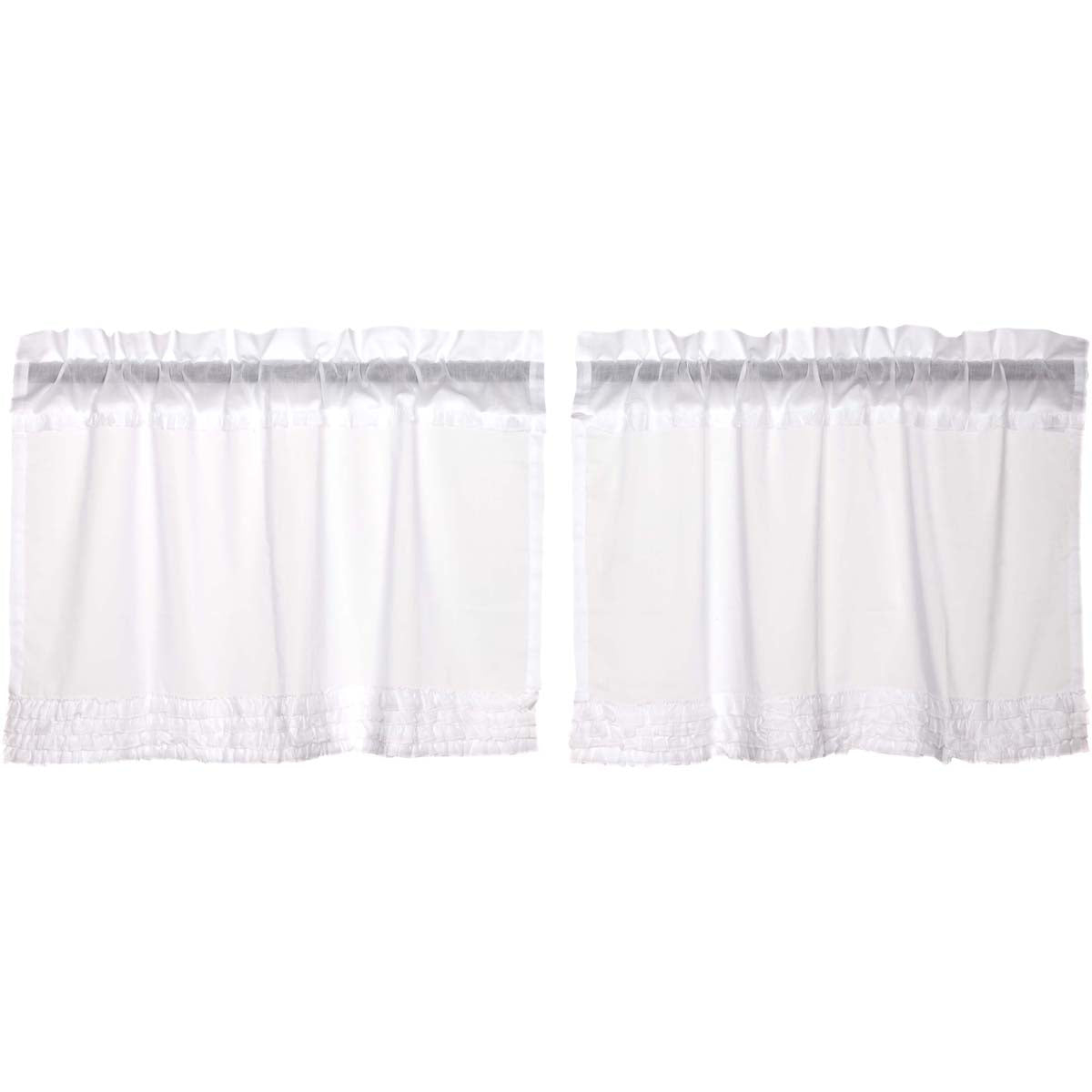 April & Olive White Ruffled Sheer Tier Set of 2 L24xW36 By VHC Brands