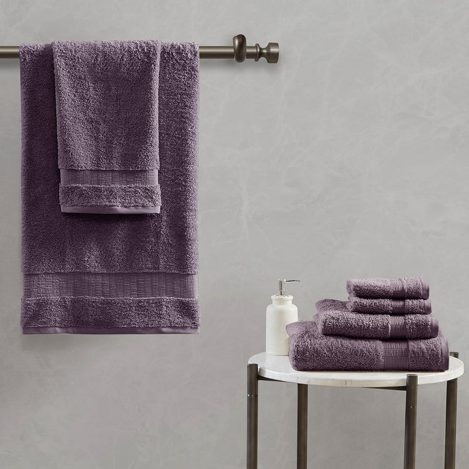 Madison Park Signature Luxor 100% Egyptian Cotton 6 Piece Towel Set - Purple 