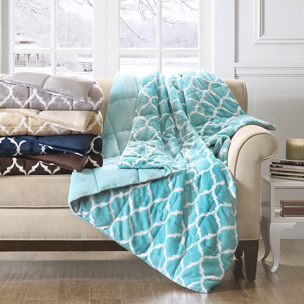 Madison Park Ogee Oversized Down Alternative Throw - Blue - 60x70"