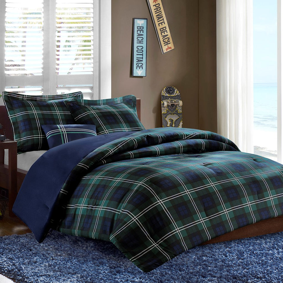 Mi Zone Brody Comforter Set - Blue - Full Size / Queen Size