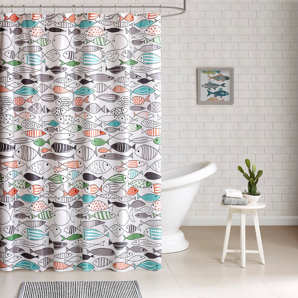 HipStyle Sardinia Cotton Printed Shower Curtain - Multicolor - 72x72"