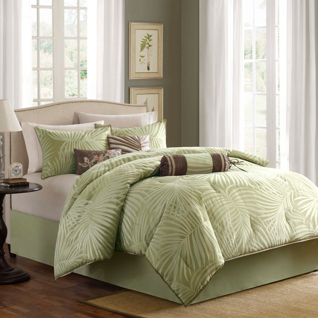 Madison Park Freeport 7 Piece Comforter Set - Green - Queen Size