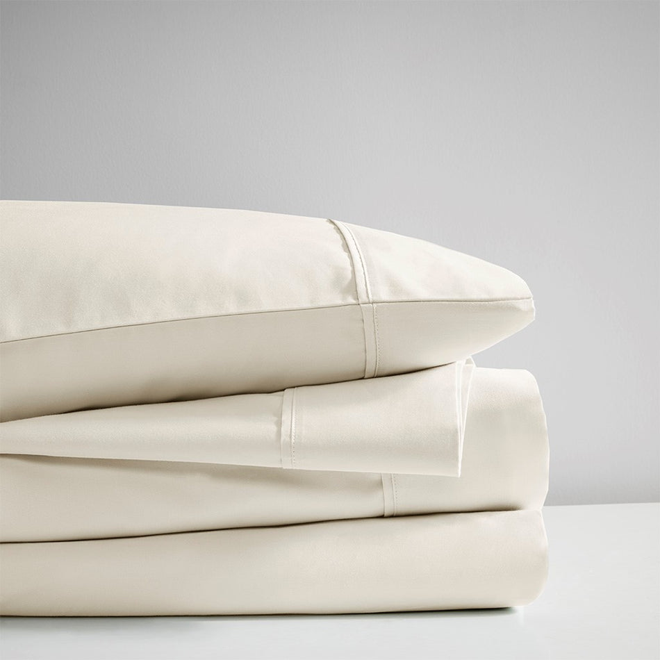 600 Thread Count Cooling Cotton Blend 4 PC Sheet Set - Ivory - King Size