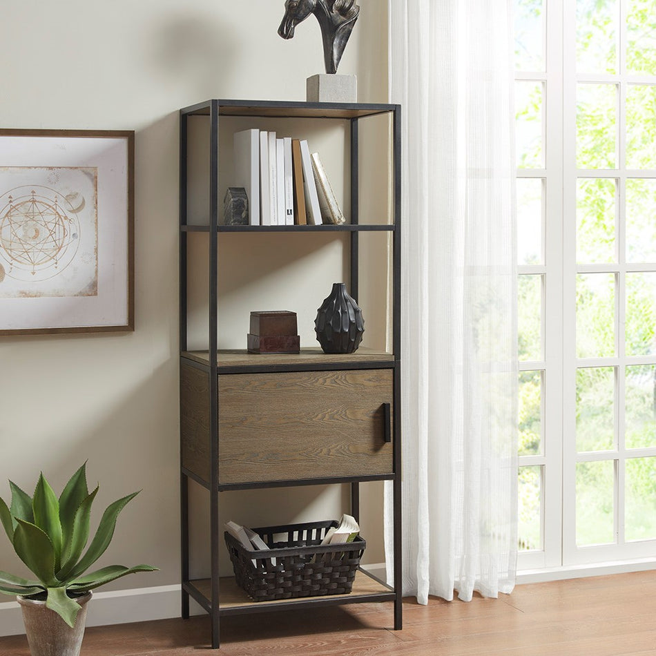 Madison Park Darley 3-Shelf Bookcase with Storage Cabinet - Grey 