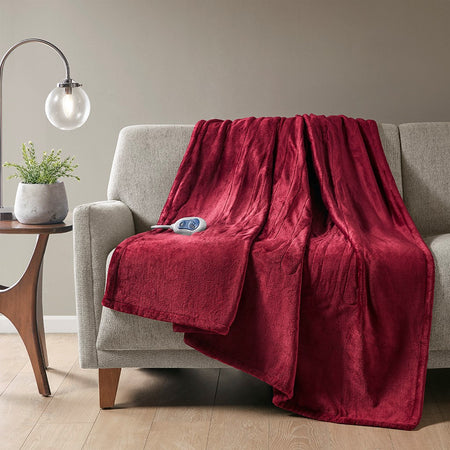 Beautyrest Heated Plush Throw - Red - 60x70"