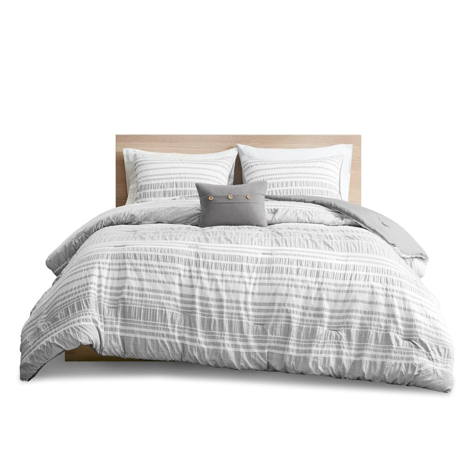 Lumi Striped Comforter Set - Grey - Twin Size / Twin XL Size