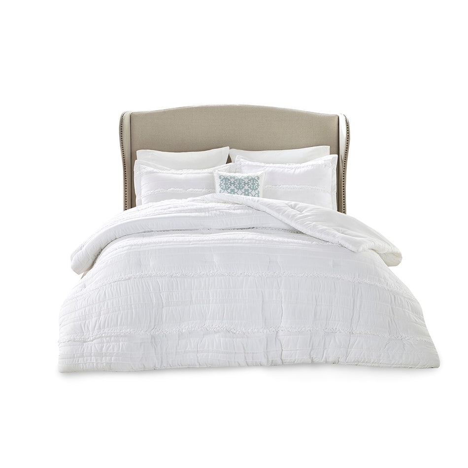 Celeste 5 Piece Comforter Set - White - Cal King Size