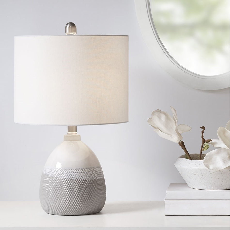 Driggs Ceramic Textured Table Lamp - Ivory / Grey
