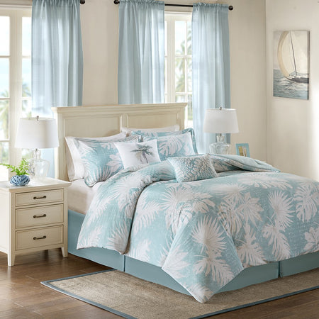Harbor House Palm Grove Cotton Printed 6 Piece Comforter Set - Blue - Full Size