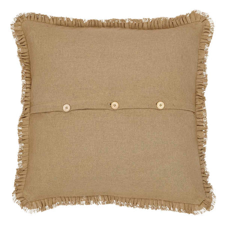 April & Olive Burlap Natural Fabric Euro Sham w/ Fringed Ruffle 26x26 By VHC Brands