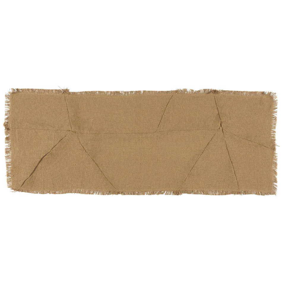 April & Olive Burlap Natural Reverse Seam Patch Runner 13x36 By VHC Brands