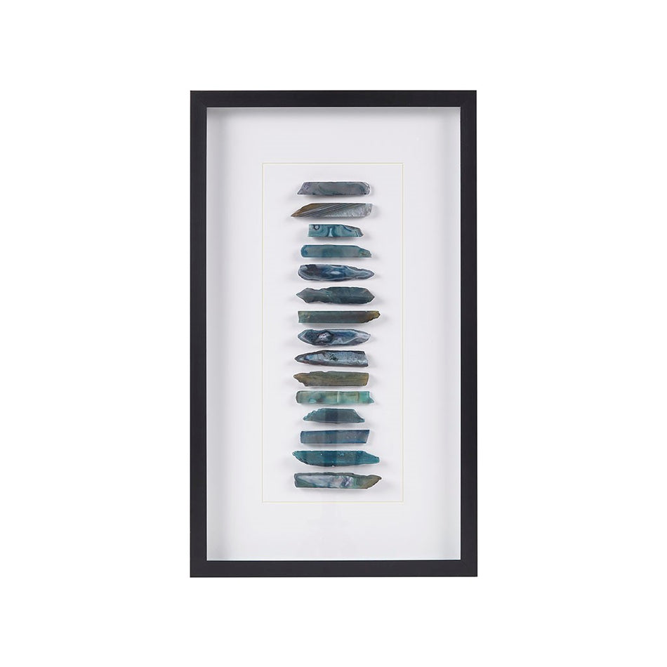 Cerulean Stones Real Natural Agate Framed Shadowbox - Blue