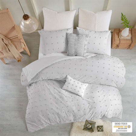 Urban Habitat Brooklyn Cotton Jacquard Duvet Cover Set - Grey - Twin Size / Twin XL Size