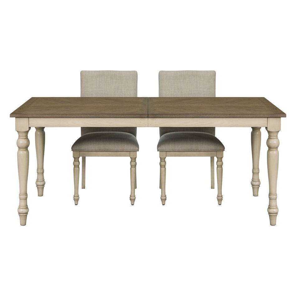 Fiona Rectangular Wood Dining Table - Brown / Distressed White