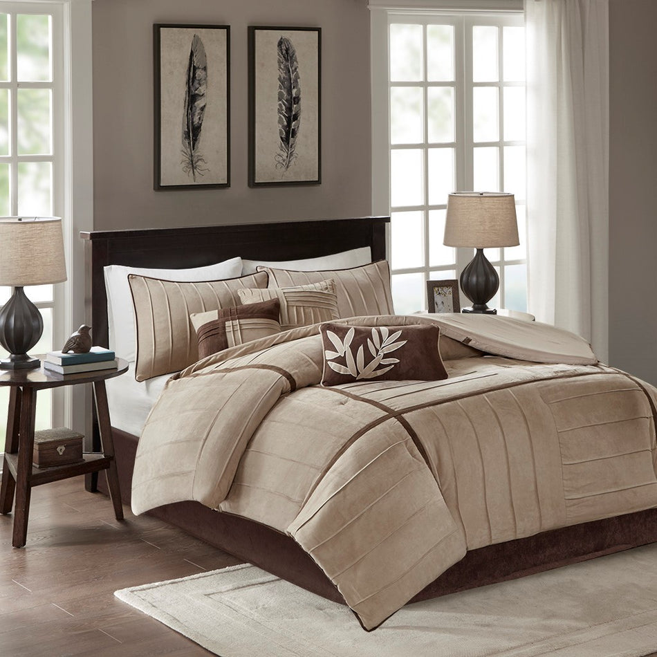 Madison Park Dune 7 Piece Comforter Set - Beige - Queen Size