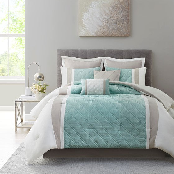 510 Design Northgate 8 Piece Comforter Set - Seafoam - Queen Size